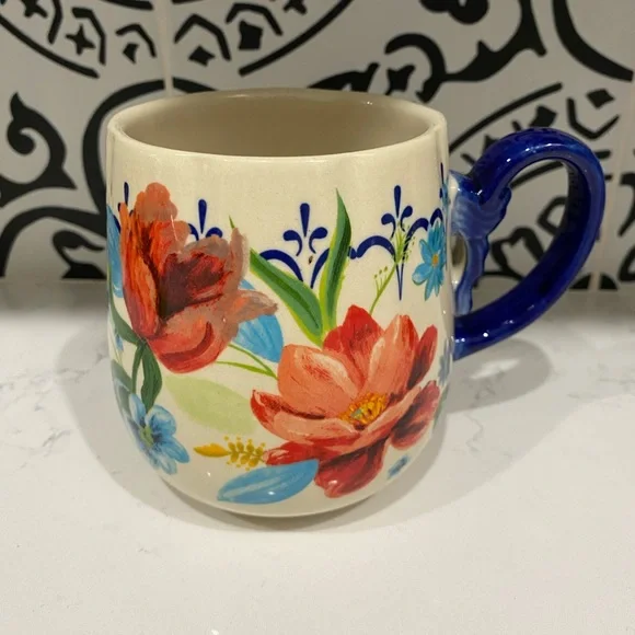Pioneer Woman Spring Bouquet Ceramic Mug Floral Blue Cup 16oz - Picture 4 of 6